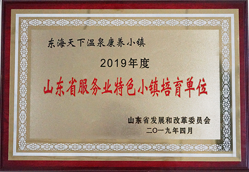 東海天下溫泉康養小鎮榮獲2019年度山東省服務業特色小鎮培育單位